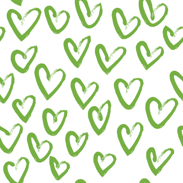 Hand Drawn Hearts Fabric - Spring Green - ineedfabric.com