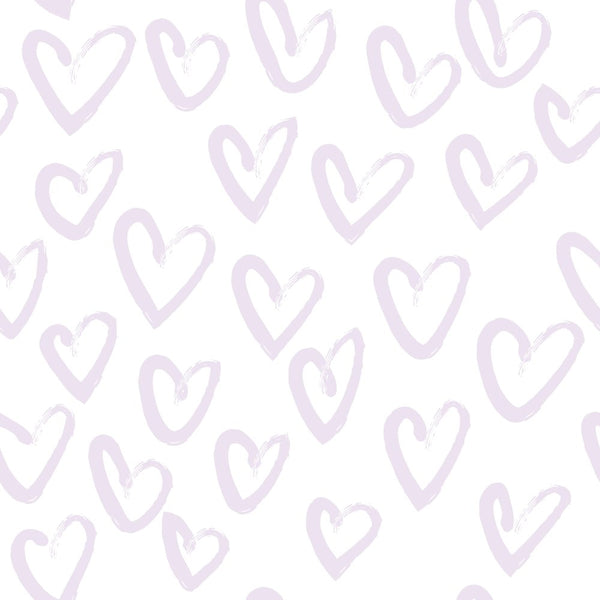 Hand Drawn Hearts Fabric - Vintage Violet - ineedfabric.com