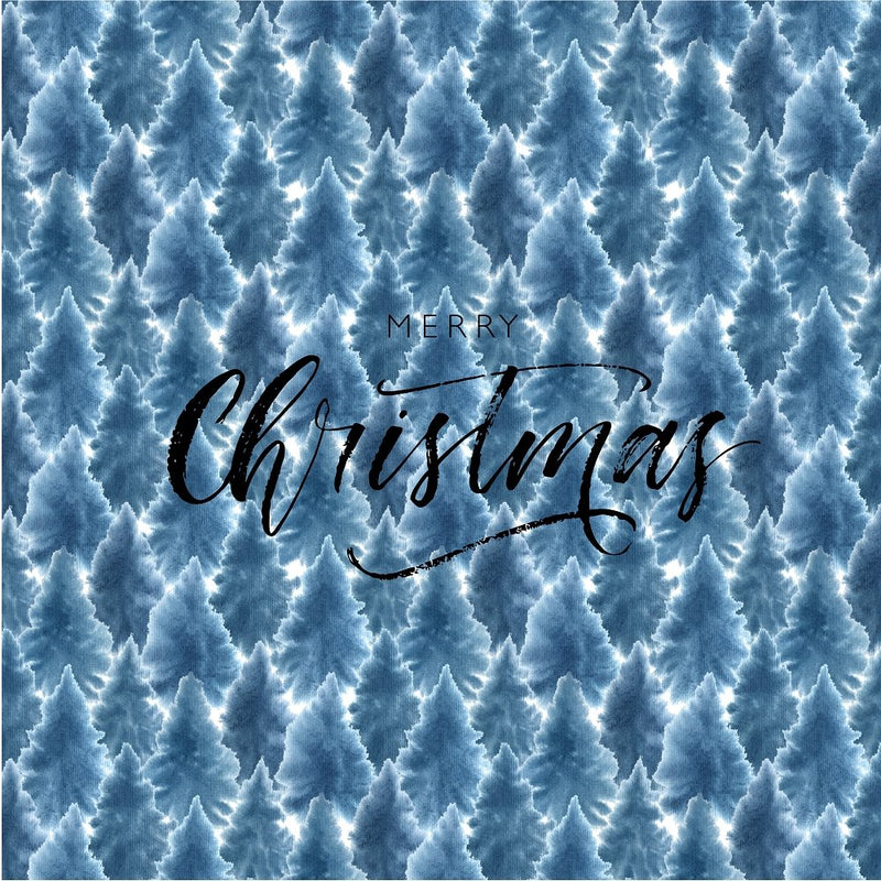 Hand Drawn Merry Christmas Fir Trees Pillow Panels - Blue - ineedfabric.com