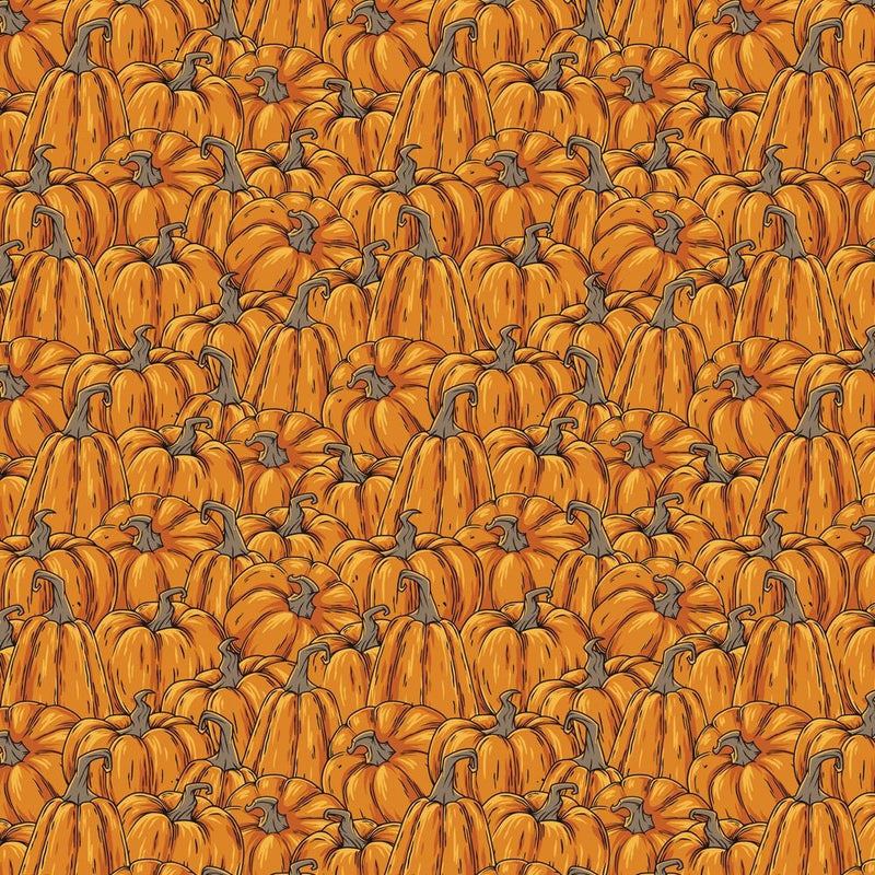 Hand Drawn Packed Pumpkins Fabric - ineedfabric.com