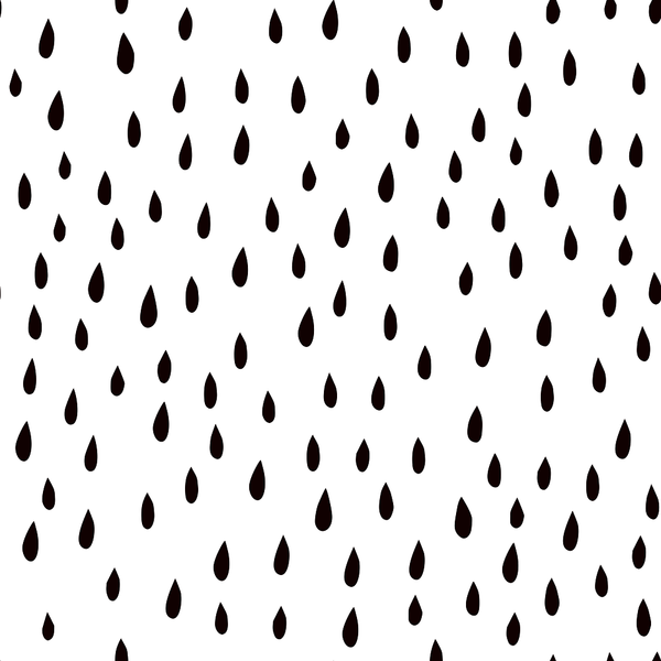 Hand Drawn Raindrops Fabric - Black/White - ineedfabric.com