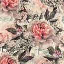 Hand Drawn Rose Peonies And Lilac Fabric - Pink - ineedfabric.com