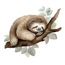 Hand Drawn Sloths Sleeping 4 Fabric Panel - ineedfabric.com