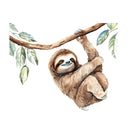 Hand Drawn Sloths Swinging 2 Fabric Panel - ineedfabric.com