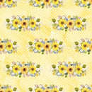 Hand Painted Sunflowers on Dots Fabric - Yellow - ineedfabric.com