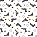 Handgun Bullet Hole Fabric - White - ineedfabric.com