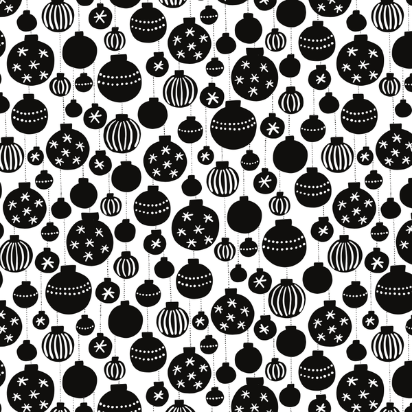 Hanging Baubles Fabric - Black/White - ineedfabric.com