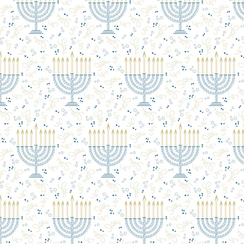Hanukkah Menorah Fabric - ineedfabric.com