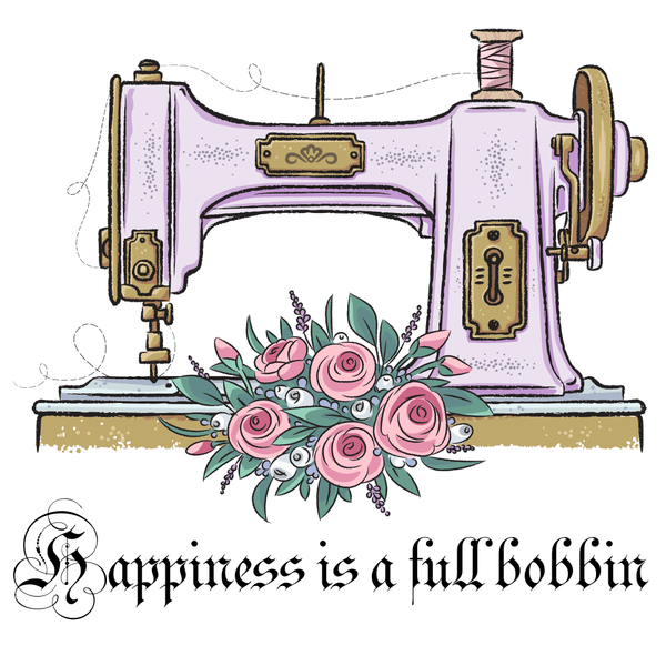 Happiness Is A Full Bobbin Fabric Panel - ineedfabric.com