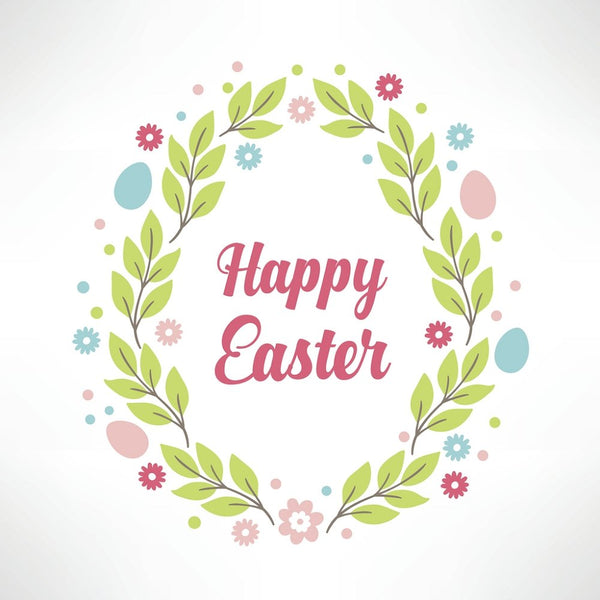 Happy Easter Floral Frame Fabric Panel - ineedfabric.com