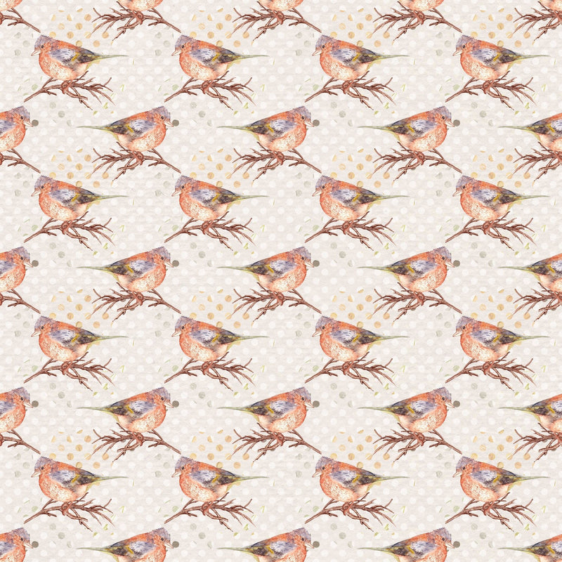 Happy Fall Birds on Dots Fabric - ineedfabric.com