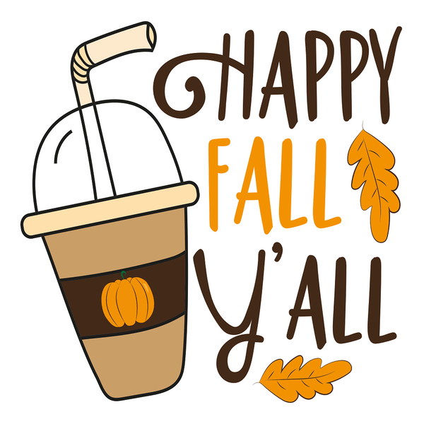 Happy Fall Y'all Coffee Fabric Panel - ineedfabric.com