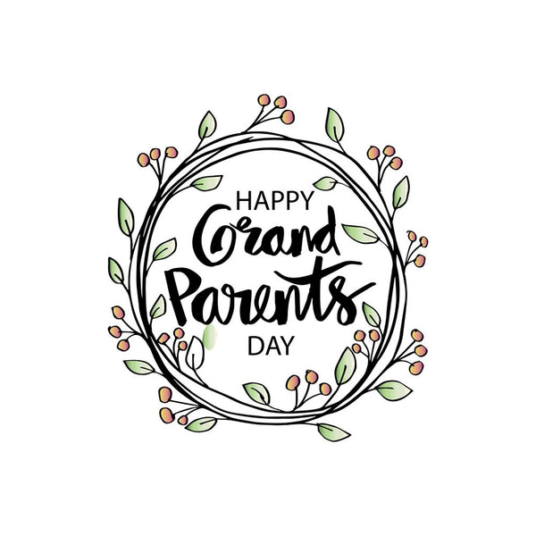 Happy Grandparents Day Wreath Fabric Panel - ineedfabric.com