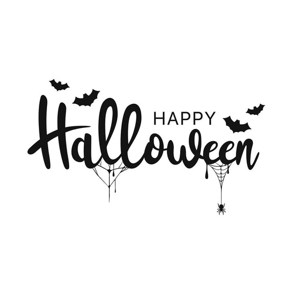 Happy Halloween Font Fabric Panel - White - ineedfabric.com