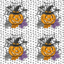 Happy Halloween Pumpkin on Spiders Fabric - ineedfabric.com