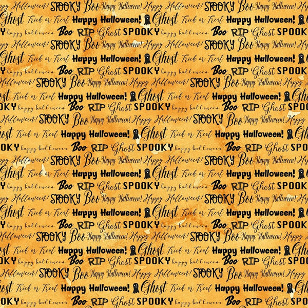 Happy Halloween Words Fabric - ineedfabric.com