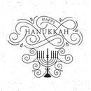 Happy Hanukkah Fabric Panel - Black - ineedfabric.com