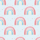 Happy Rainbows & Stars Fabric - Blue - ineedfabric.com