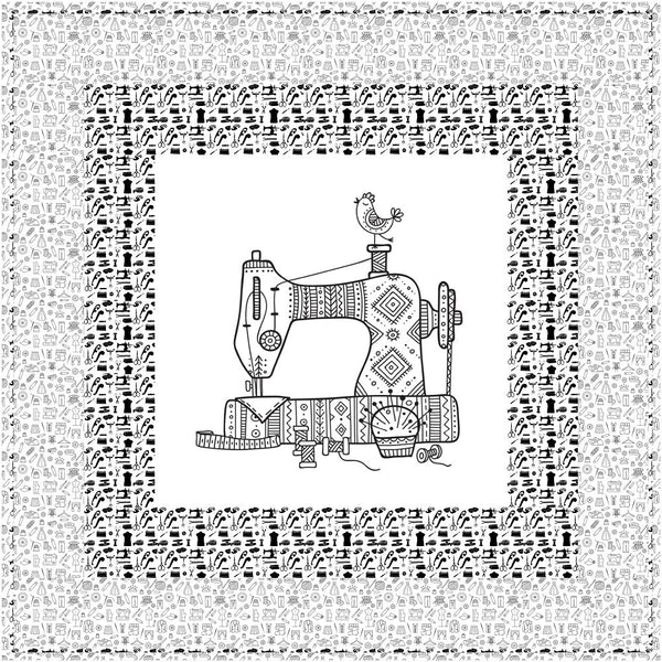 Happy Sewing Machine Wall Hanging/Lap Quilt Kit - 42" x 42" - ineedfabric.com