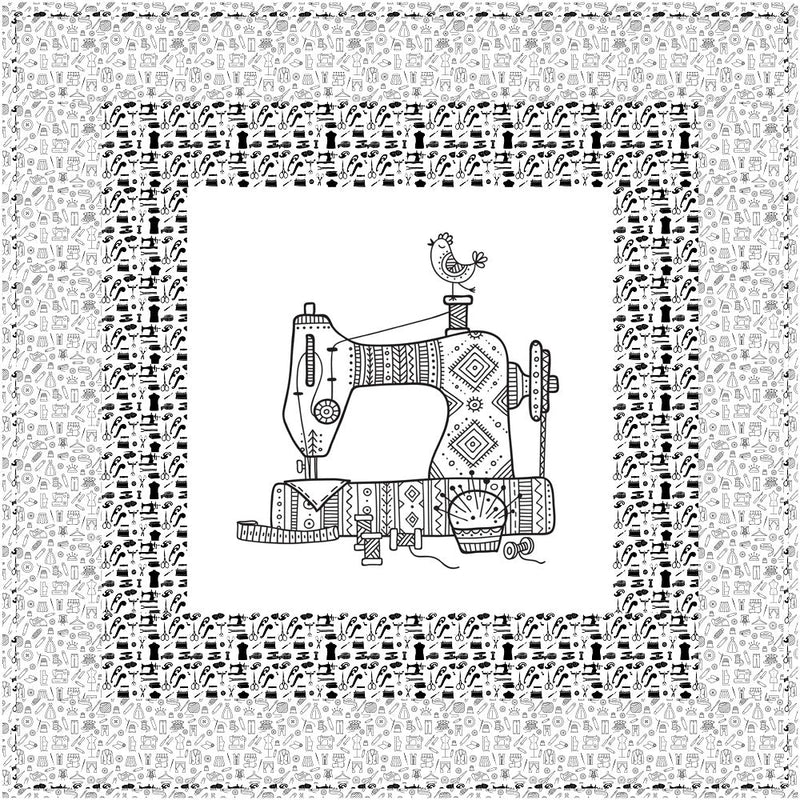 Happy Sewing Machine Wall Hanging/Lap Quilt Kit - 42" x 42" - ineedfabric.com