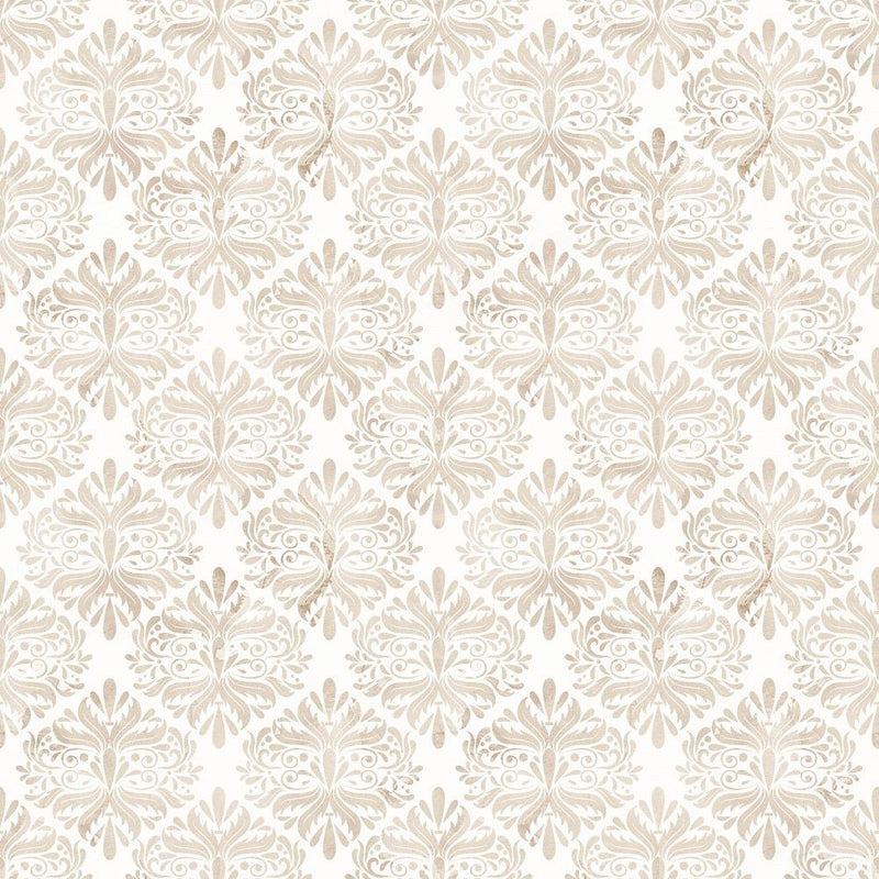 Happy Thanksgiving Damask Fabric - White - ineedfabric.com