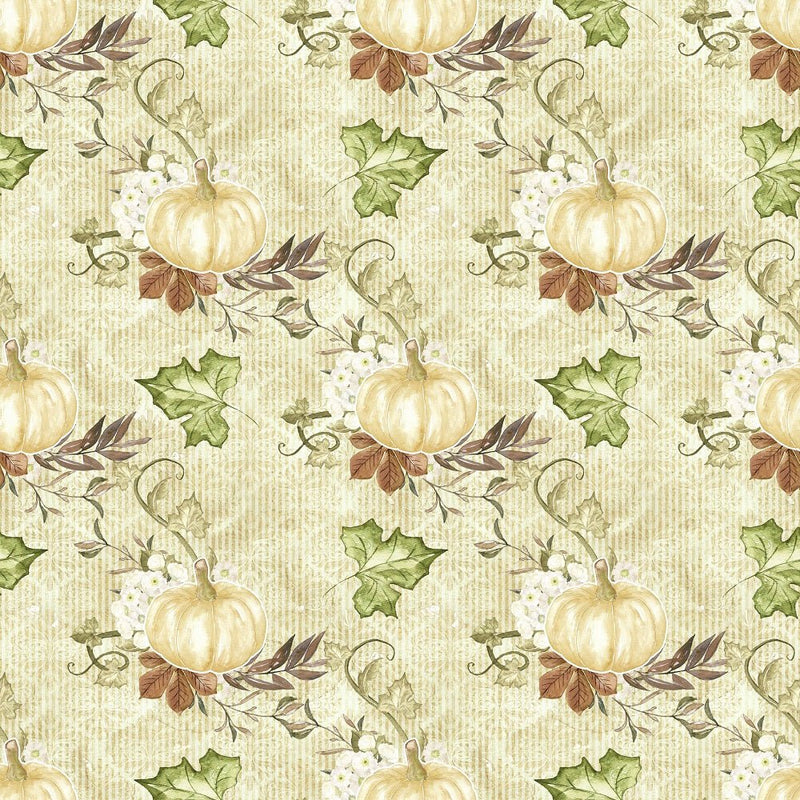 Happy Thanksgiving Pumpkins on Damask Fabric - ineedfabric.com