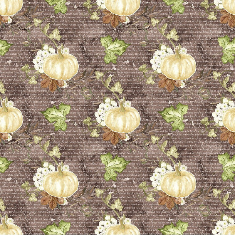 Happy Thanksgiving Pumpkins on Words Fabric - ineedfabric.com