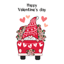 Happy Valentine's Day Gnome & Truck Fabric Panel - ineedfabric.com