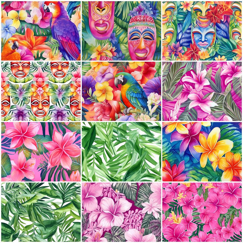 Hawaiian Tiki Luau Fabric Collection - 1/2 Yard Bundle - ineedfabric.com