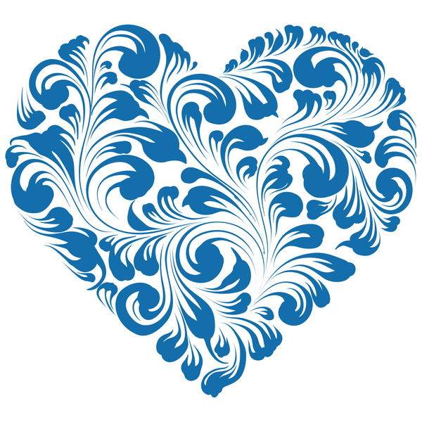 Heart Floral Fabric Panel - Blue - ineedfabric.com