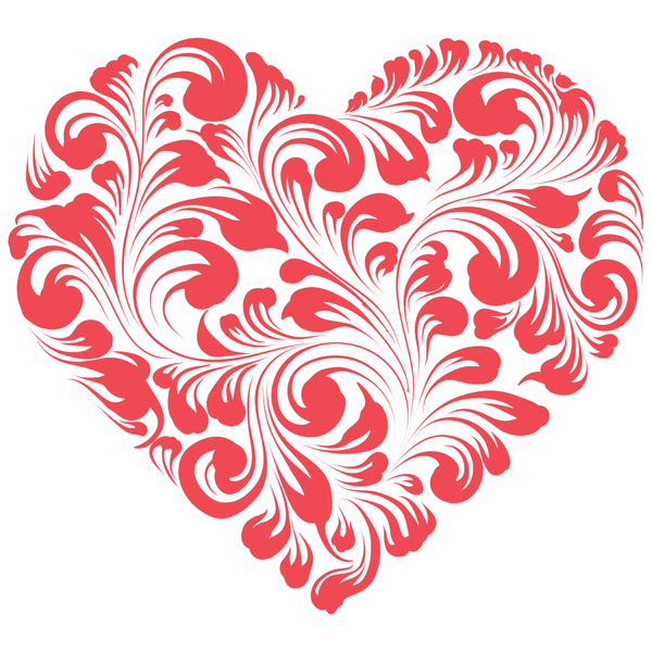 Heart Floral Fabric Panel - Red - ineedfabric.com