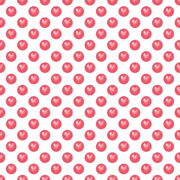Hearts and Circles Fabric - White - ineedfabric.com
