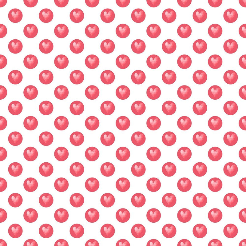 Hearts and Circles Fabric - White - ineedfabric.com