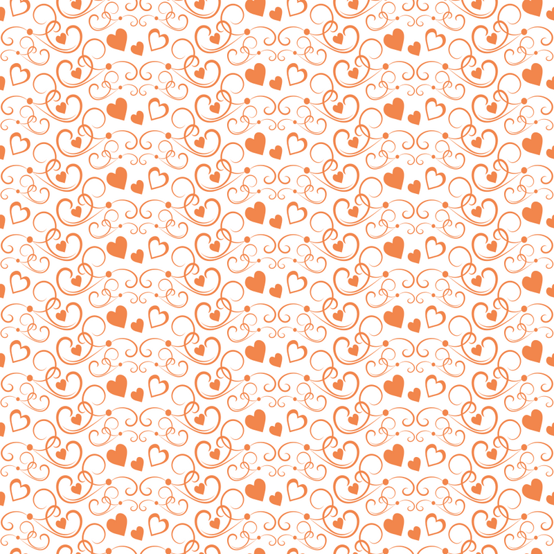 Hearts Fabric - Soft Orange - ineedfabric.com