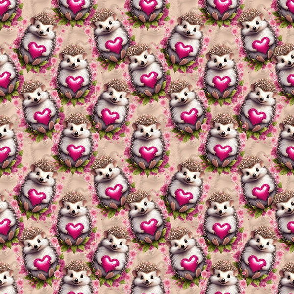 Hedgehog with Hearts Fabric - ineedfabric.com