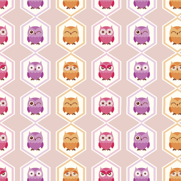 Hexagonal Owl Fabric - Multi - ineedfabric.com