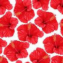 Hibiscus Flowers Fabric - Red - ineedfabric.com