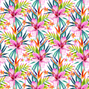 Hibiscus & Palm Leaves Fabric - ineedfabric.com