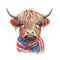 Highland Cow In A Patriotic Scarf 3 Fabric Panel - ineedfabric.com