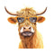 Highland Cow In Glasses 1 Fabric Panel - ineedfabric.com