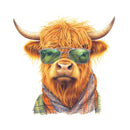 Highland Cow In Glasses 4 Fabric Panel - ineedfabric.com