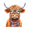 Highland Cow In Glasses 7 Fabric Panel - ineedfabric.com