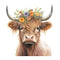 Highland Cow With Flower Crown 2 Fabric Panel - ineedfabric.com
