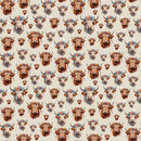 Highland Cows & Flower Crowns Fabric - Tan - ineedfabric.com