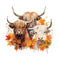 Highland Cows in Autumn Portrait 4 Fabric Panel - ineedfabric.com