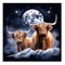 Highland Cows In The Moonlight 5 Fabric Panel - ineedfabric.com