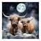 Highland Cows In The Moonlight 6 Fabric Panel - ineedfabric.com