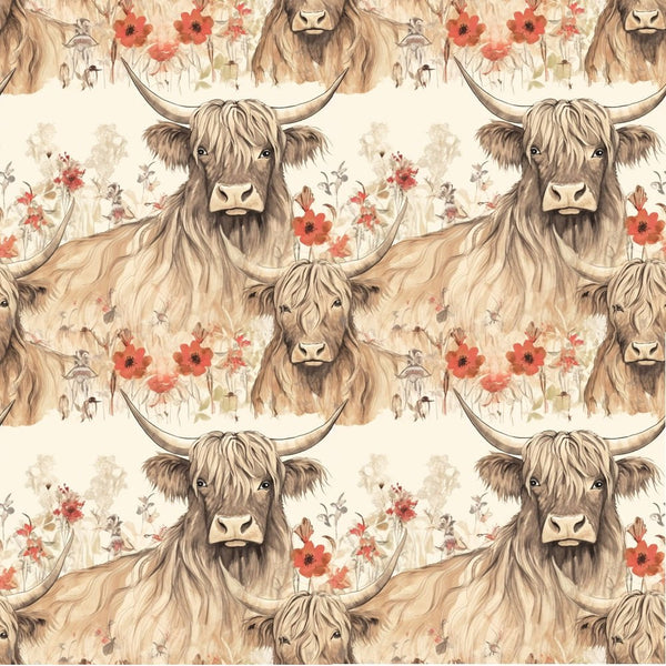 Highland Cows Pattern 1 Fabric - ineedfabric.com