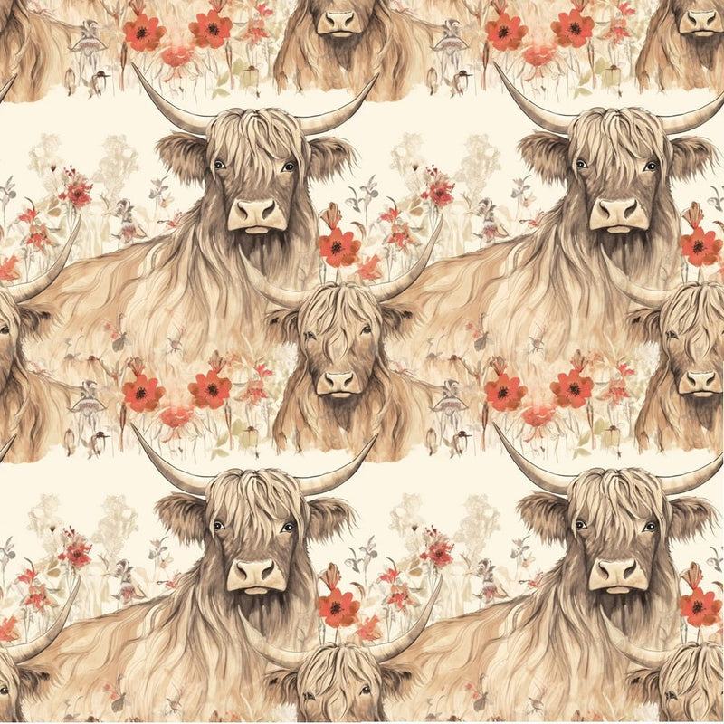 Highland Cows Pattern 1 Fabric - ineedfabric.com