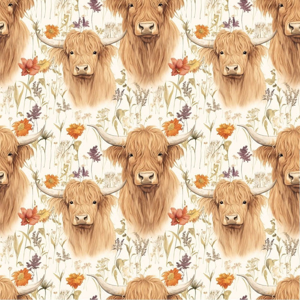 Highland Cows Pattern 12 Fabric - ineedfabric.com